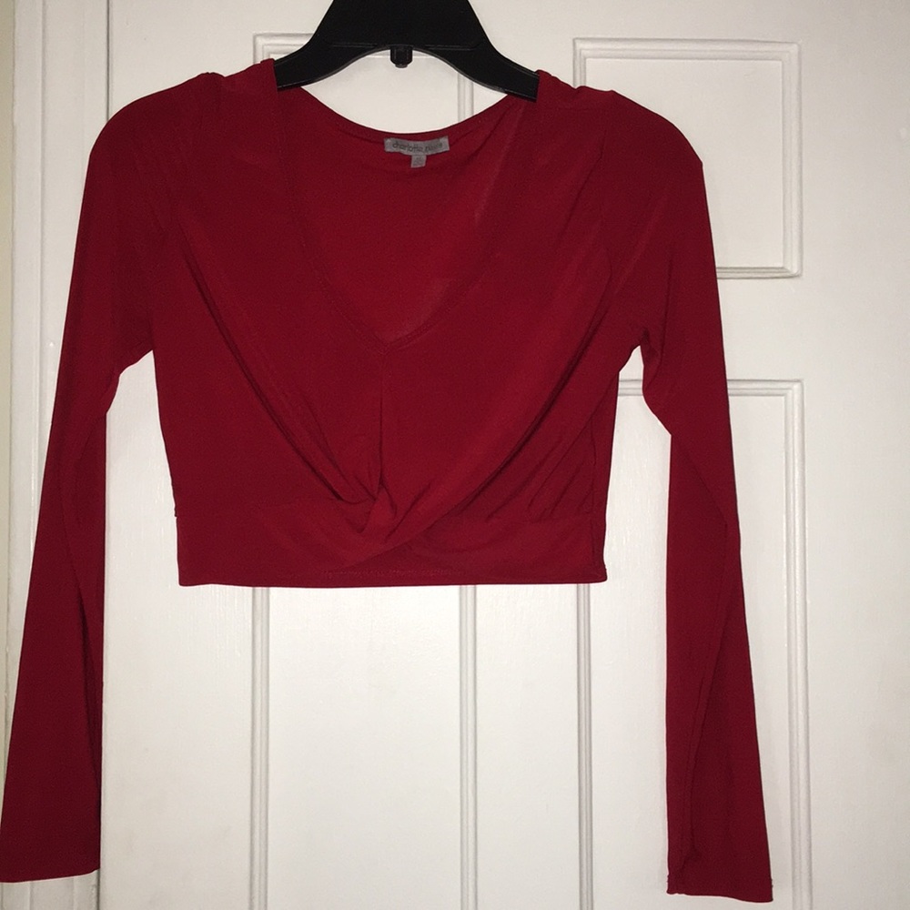 Red Long sleeve crop top
